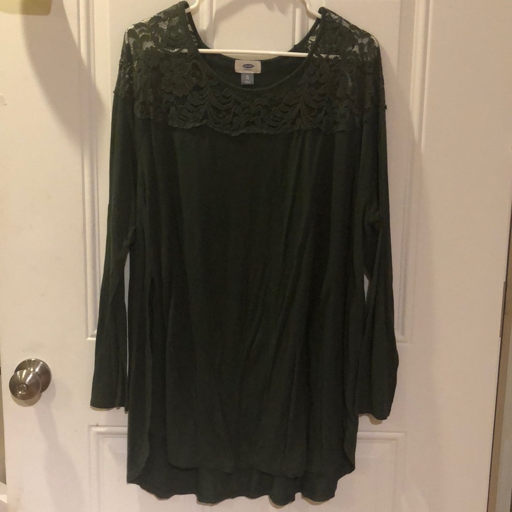 Olive green lace top shirt